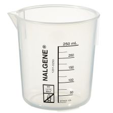 Nalgene Polypropylene Griffin Low-Form Plastic Beakers, 250 mL - Natural translucent (Case of 36)