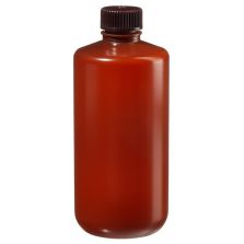 Thermo Scientific 312084-0016 Nalgene Narrow-Mouth Translucent Amber HDPE Packaging Bottles with Closure: Bulk Pack, 500 mL - Translucent Amber (Case of 125)