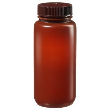 Thermo Scientific 312184-0016 Nalgene Wide-Mouth Translucent Amber HDPE Packaging Bottles with Closure: Bulk Pack, 500 mL - Translucent Amber (Case of 125)