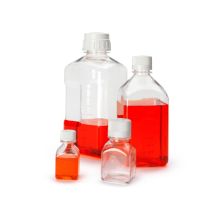 Thermo Scientific 2019-0500 Nalgene Square PETG Media Bottles With Closure, 500 mL - Clear (Case of 24)