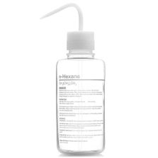 Thermo Scientific 2429-0503 Nalgene Right-to-Understand FEP Safety Wash Bottles with Globally Harmonized System (GHS) Labeling for Harsh Chemicals, 500 mL - Natural (Case of 4)