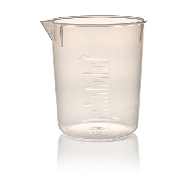 Nalgene Economy Polypropylene Griffin Low-Form Plastic Beakers, 1000 mL - Natural translucent (Case of 6)