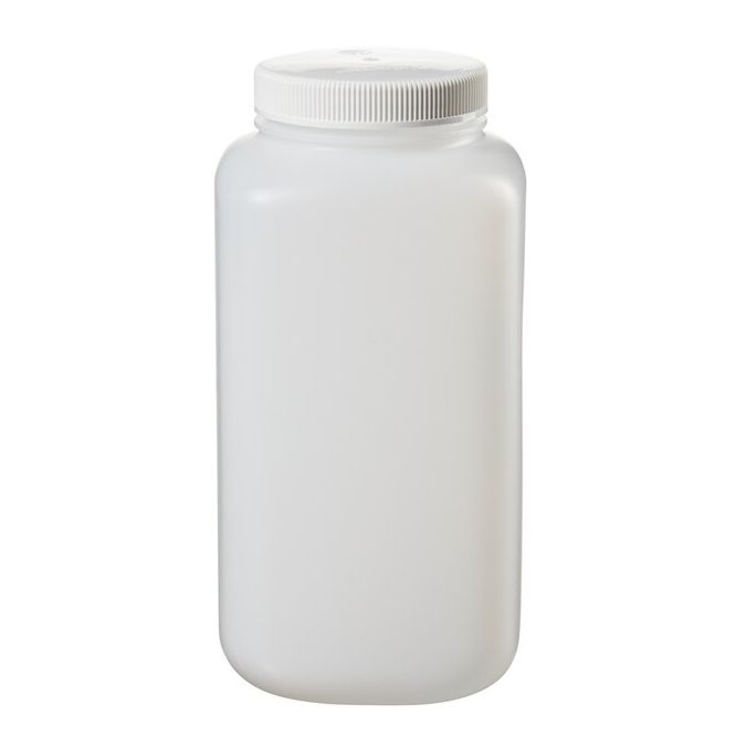 Thermo Scientific 2123-0010 Nalgene Large Square Wide-Mouth HDPE Bottle With Closure, 4 L - Translucent (Case of 6)