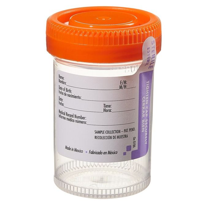 Thermo Scientific Samco Narrow Mouth Bio-Tite 90mL (3 Oz.) 48mm Specimen Containers - 02 0016 - 90 mL - Sterile - Orange - 400/Cs. (bulk)