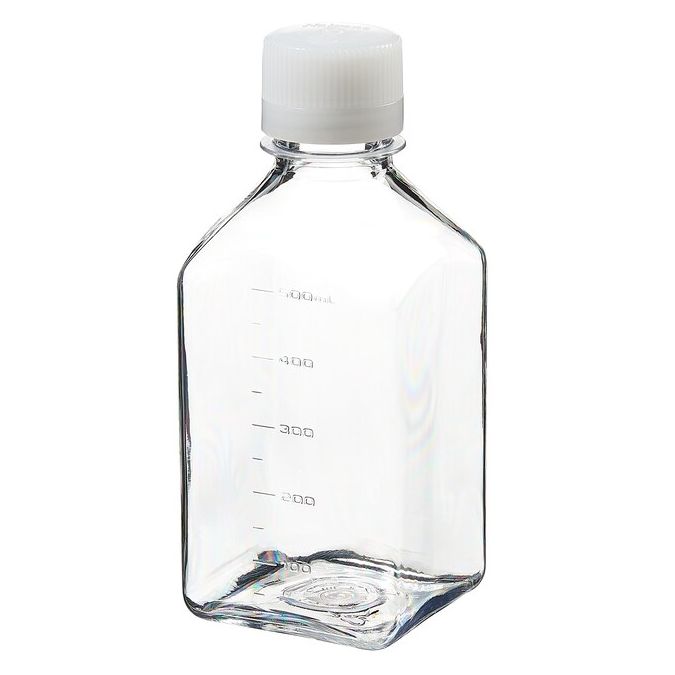Thermo Scientific 322020-0500 Nalgene Square PETG Media Bottles with Closure: Nonsterile, Shrink-Wrapped Trays, 500 mL - Clear (Case of 40)