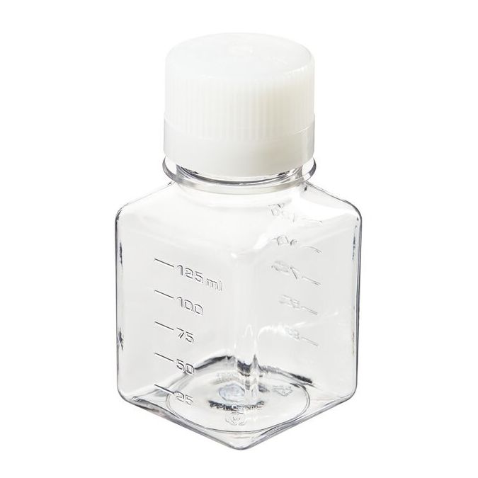 Thermo Scientific 342040-0125 Nalgene Square PET Media Bottles With Closure: Sterile, Shrink-Wrapped Trays, 125 mL - Clear (Case of 96)