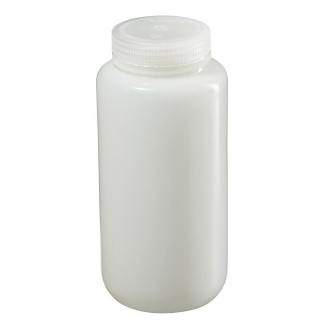 Thermo Scientific 2197-0032 Nalgene Fluorinated Wide-Mouth HDPE Bottles With Closure, 1 L - Translucent (Case of 24)