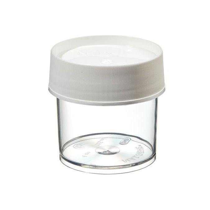 Thermo Scientific 2117-0125 Nalgene Wide-Mouth Straight-Sided PMP Jars with White Polypropylene Screw Closure, 125 mL - Clear (Case of 24)