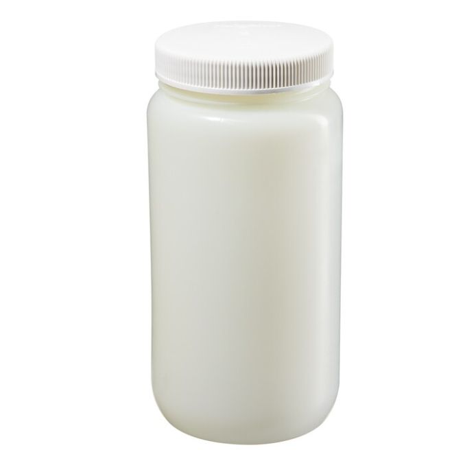 Thermo Scientific 2124-0005 Nalgene Large Wide-Mouth Fluorinated HDPE Bottle With Closure, 2 L - Translucent (Case of 6)