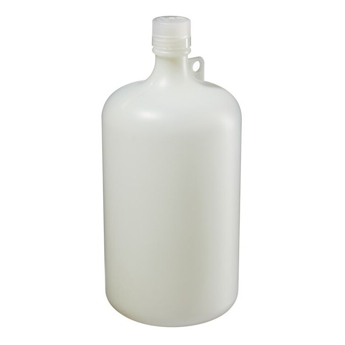 Thermo Scientific 2097-0010 Nalgene Fluorinated Narrow-Mouth HDPE Bottles with Closure, 4 L - Translucent (Case of 6)