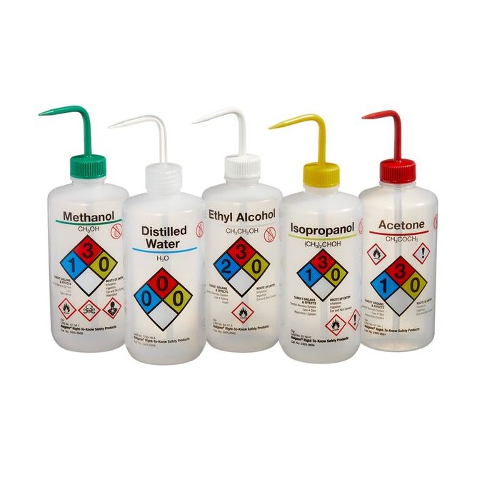 Thermo Scientific 2425-0500 Nalgene Narrow-Mouth Right-to-Know LDPE Wash Bottles, 500 mL - Natural (Case of 20)