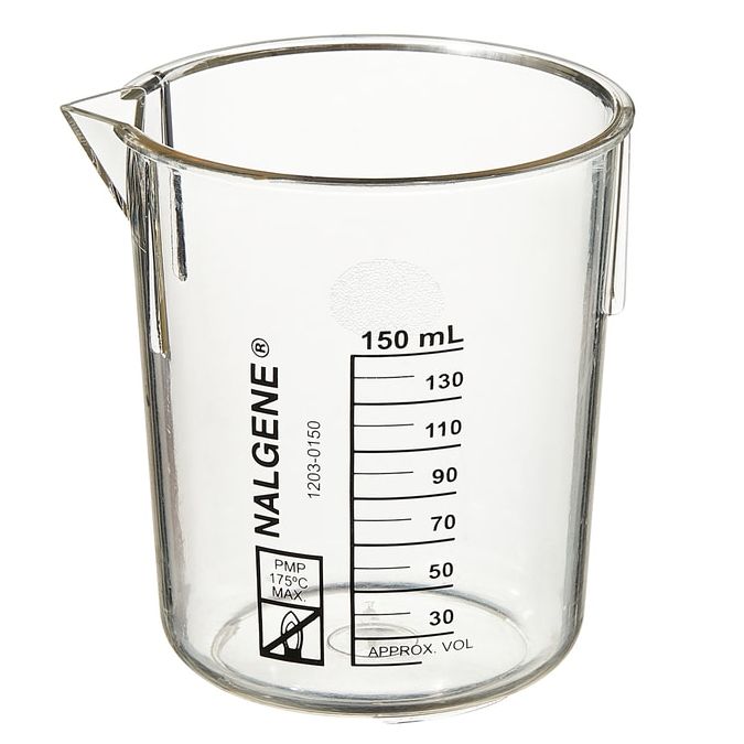 Nalgene PMP Griffin Low-Form Plastic Beakers, 150 mL - Clear (Case of 36)