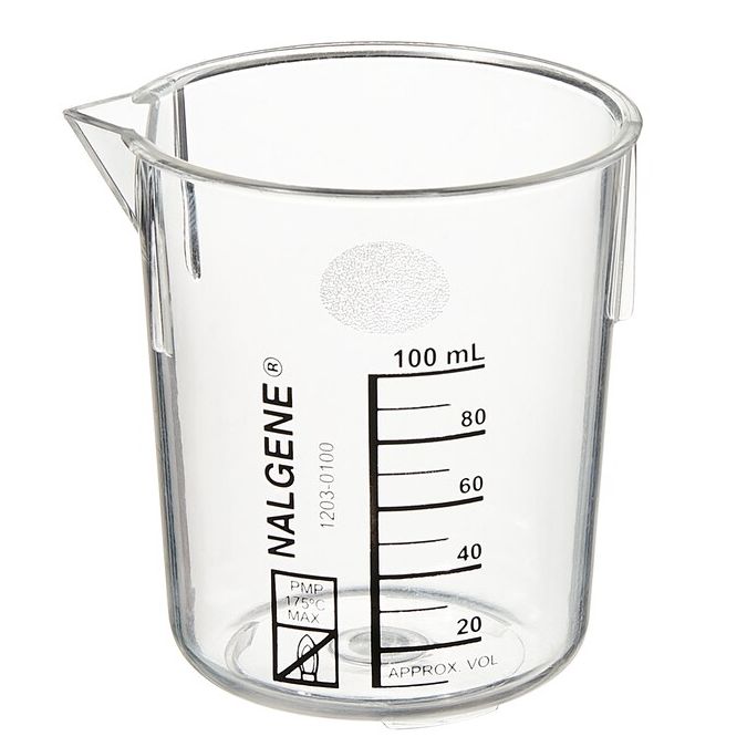 Nalgene PMP Griffin Low-Form Plastic Beakers, 100 mL - Clear (Case of 36)