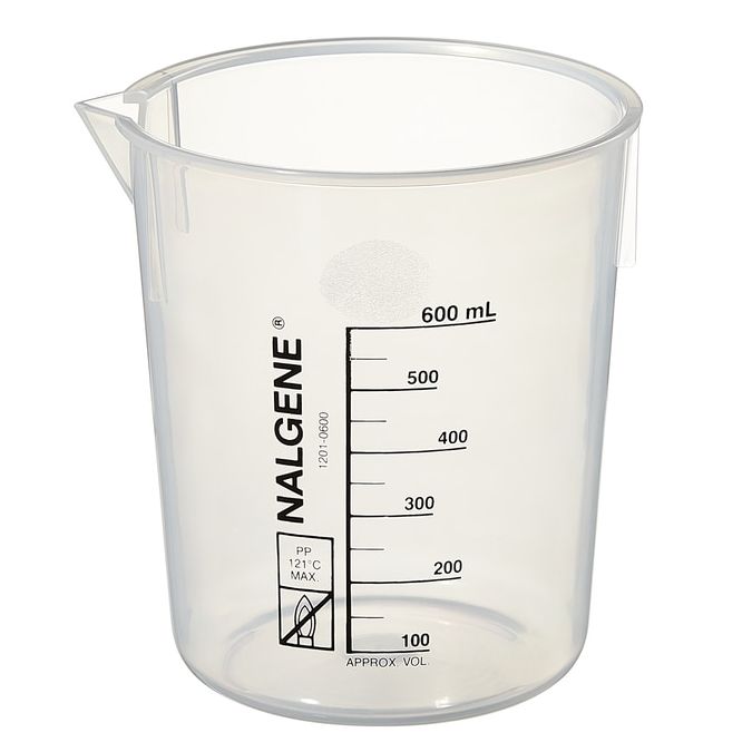 Nalgene Polypropylene Griffin Low-Form Plastic Beakers, 600 mL - Natural translucent (Case of 24)