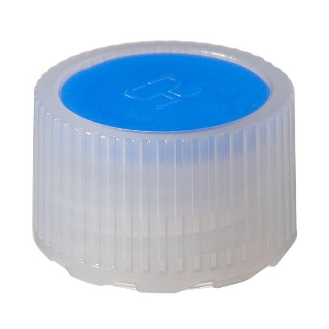 Thermo Scientific Nalgene HDPE High-Profile Closures with Color Coders for Micro Packaging Vials - Nonsterile - Blue - 11 mm - Case of 1000 - 362830-0116