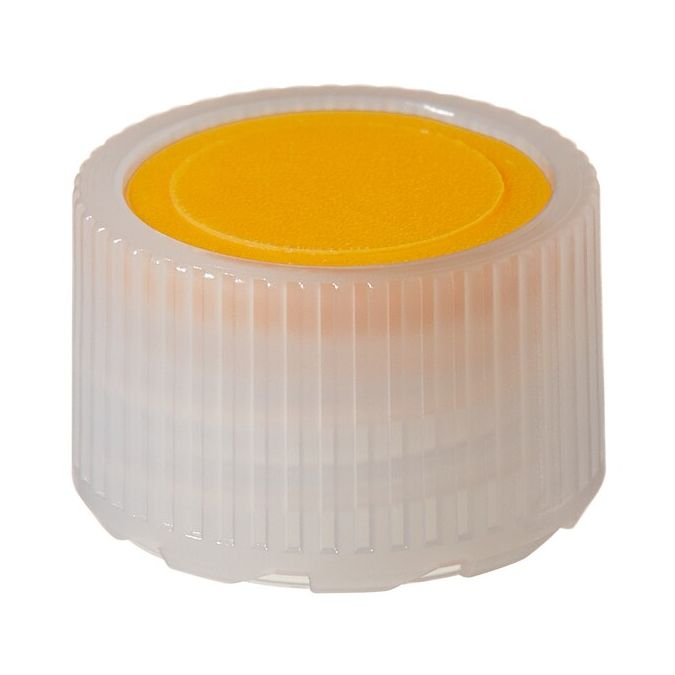 Thermo Scientific Nalgene HDPE High-Profile Closures with Color Coders for Micro Packaging Vials - Nonsterile - Gold - 11 mm - Case of 1000 - 362830-0117