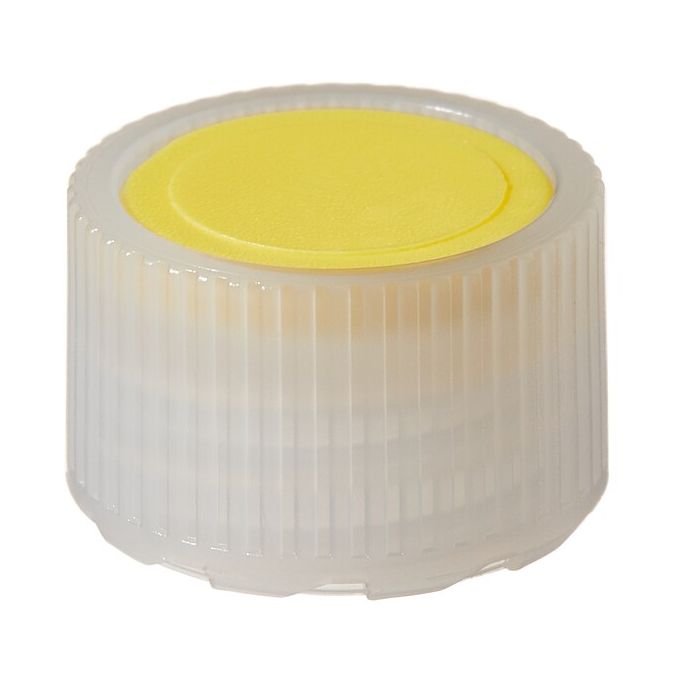 Thermo Scientific Nalgene HDPE High Profile Closures with Color Coders for Micro Packaging Vials - Sterile, Bulk Pack - Yellow - 11 mm - Case of 1000 - 342830-0112