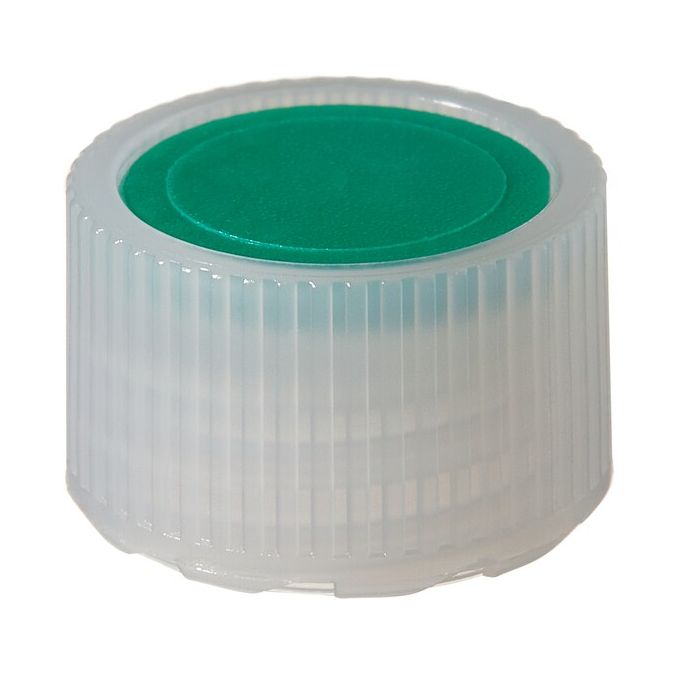 Thermo Scientific Nalgene HDPE High Profile Closures With Color Coders For Micro Packaging Vials - Sterile, Bulk Pack - Green - 11 mm - Case of 1000 - 342830-0114