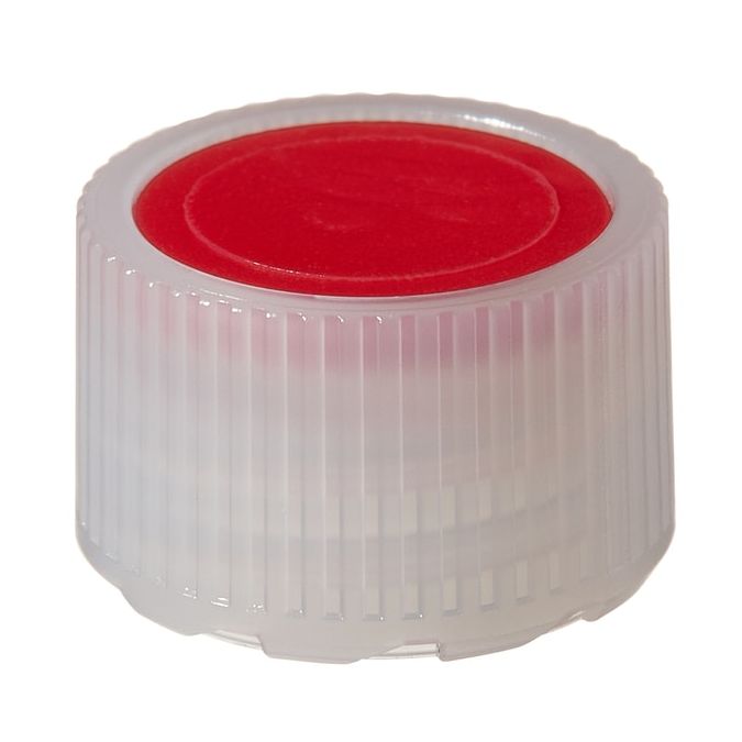 Thermo Scientific Nalgene HDPE High Profile Closures with Color Coders for Micro Packaging Vials - Sterile, Bulk Pack - Red - 11 mm - Case of 1000 - 342830-0115