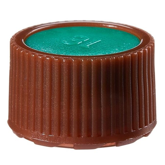 Thermo Scientific Nalgene Amber PPCO High Profile Closures With Color Coders For Micro Packaging Vials - Nonsterile - Green - 11 mm - Case of 1000 - 362825-0114