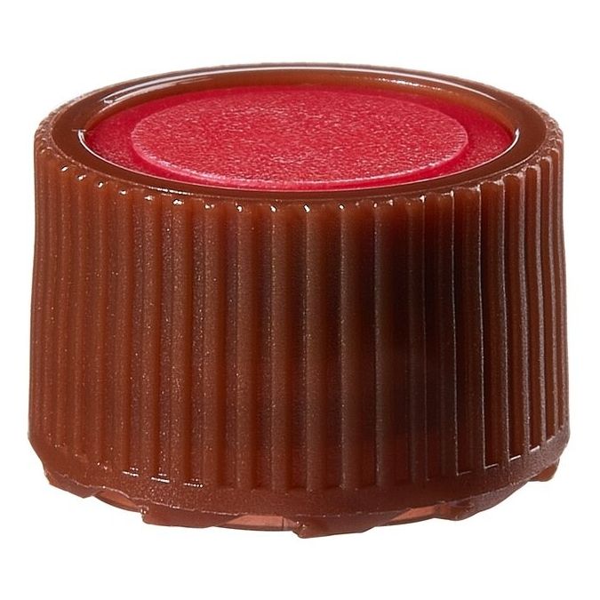 Thermo Scientific Nalgene Amber PPCO High Profile Closures With Color Coders For Micro Packaging Vials - Nonsterile - Red - 11 mm - Case of 1000 - 362825-0115