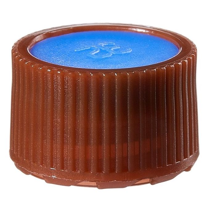 Thermo Scientific Nalgene Amber PPCO High Profile Closures With Color Coders For Micro Packaging Vials - Nonsterile - Blue - 11 mm - Case of 1000 - 362825-0116