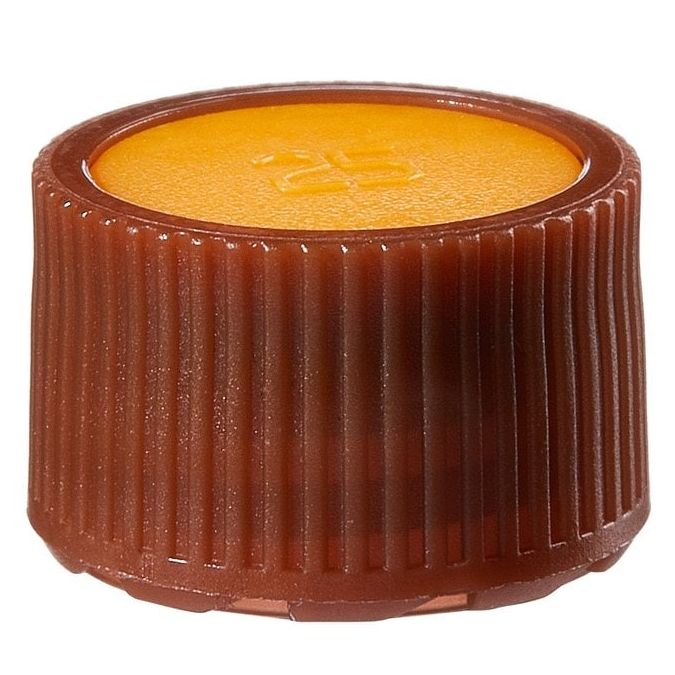 Thermo Scientific Nalgene Amber PPCO High Profile Closures With Color Coders For Micro Packaging Vials - Nonsterile - Gold - 11 mm - Case of 1000 - 362825-0117
