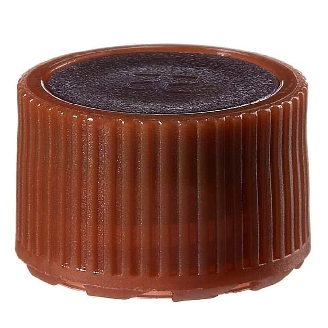 Thermo Scientific Nalgene Amber PPCO High Profile Closures with Color Coders for Micro Packaging Vials - Nonsterile - Amber - 11 mm - Case of 1000 - 362825-1111