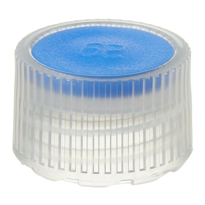 Thermo Scientific Nalgene PPCO High Profile Closures with Color Coders for Micro Packaging Vials - Sterile, Bulk Pack - Blue - 11 mm - Case of 1000 - 342820-0116