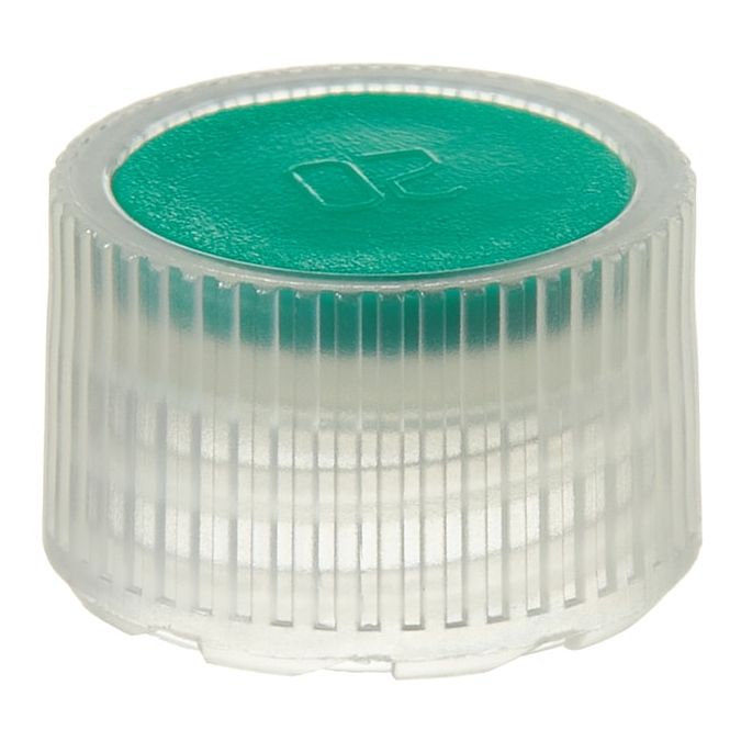 Thermo Scientific Nalgene PPCO High Profile Closures with Color Coders for Micro Packaging Vials - Nonsterile - Green - 11 mm - Case of 1000 - 362820-0114