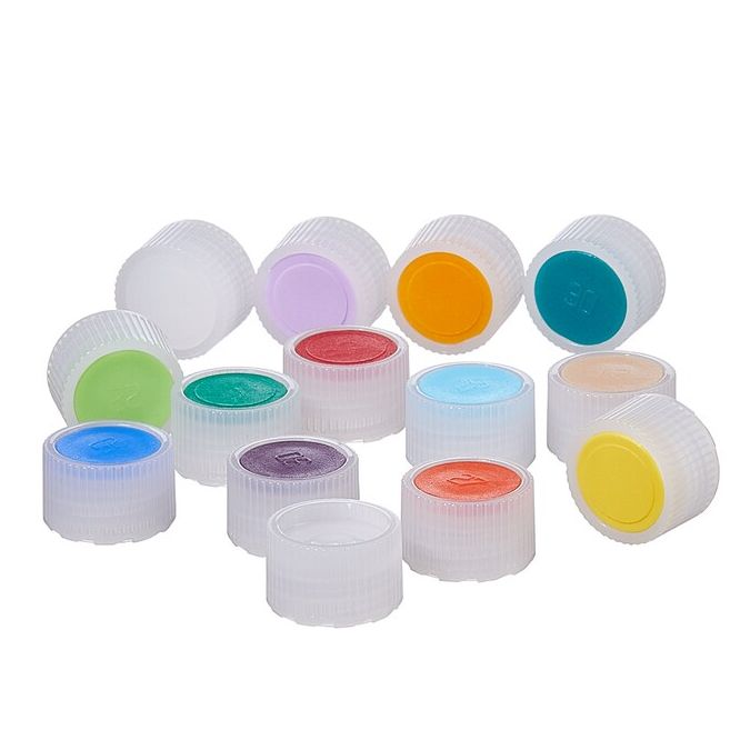 Thermo Scientific Nalgene HDPE High Profile Closures with Color Coders for Micro Packaging Vials - Sterile, Bulk Pack - White - 11 mm - Case of 1000 - 342830-0111