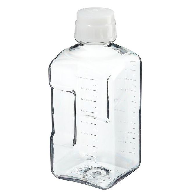 Thermo Scientific 322020-2000 Nalgene Square PETG Media Bottles with Closure: Nonsterile, Shrink-Wrapped Trays, 2 L - Clear (Case of 12)