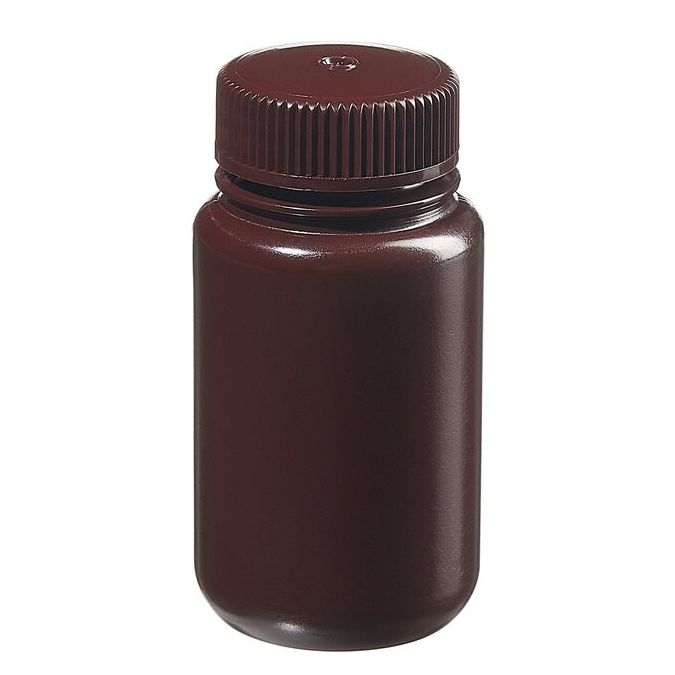 Thermo Scientific 312185-0004 Nalgene Wide-Mouth Opaque Amber HDPE Packaging Bottles with Closure: Bulk Pack, 125 mL - Opaque Amber (Case of 500)