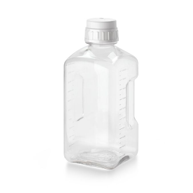 Thermo Scientific 2019-1000 Nalgene Square PETG Media Bottles with Closure, 1 L - Clear (Case of 24)