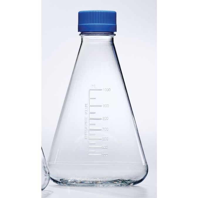 Thermo Scientific Nalgene Single-Use PETG Erlenmeyer Flasks with Plain Bottom: Sterile - 4115-1000 - Vented