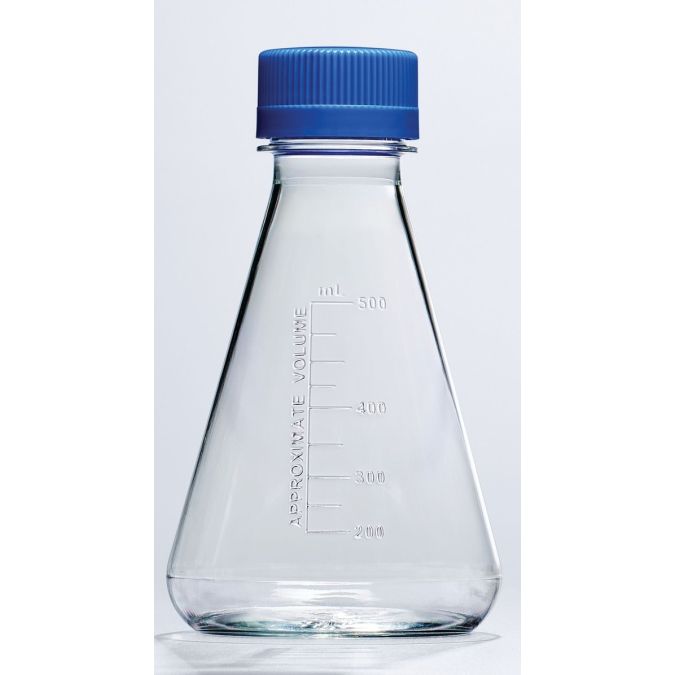 Thermo Scientific Nalgene Single-Use PETG Erlenmeyer Flasks with Plain Bottom: Sterile - 4115-0500 - Vented