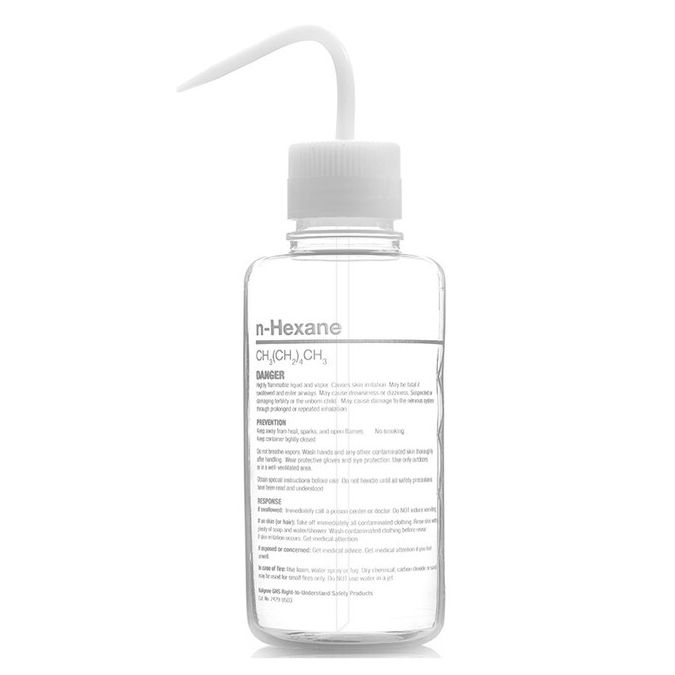 Thermo Scientific 2429-0503 Nalgene Right-to-Understand FEP Safety Wash Bottles with Globally Harmonized System (GHS) Labeling for Harsh Chemicals, 500 mL - Natural (Case of 4)