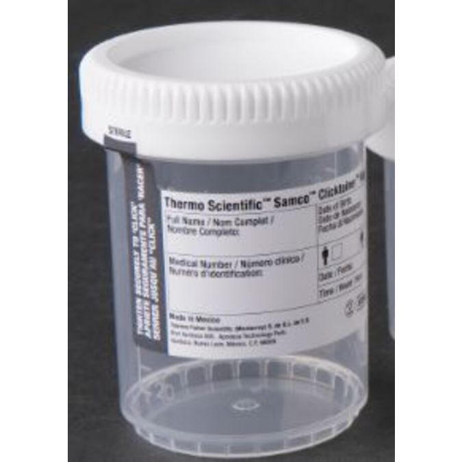 Thermo Scientific Samco Clicktainer Vials and Specimen Containers - 120WHT53-3000 - 120 mL - Sterile - White - 100/Cs.