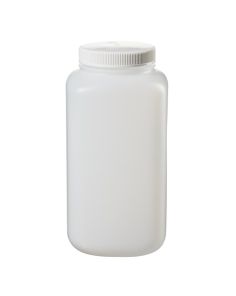 Thermo Scientific 2123-0010 Nalgene Large Square Wide-Mouth HDPE Bottle With Closure, 4 L - Translucent (Case of 6)