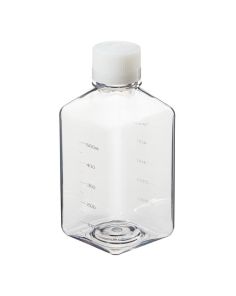 Thermo Scientific 342040-0650 Nalgene Square PET Media Bottles with Closure: Sterile, Shrink-Wrapped Trays, 650 mL - Clear (Case of 48)