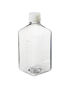 Thermo Scientific 342040-1000 Nalgene Square PET Media Bottles with Closure: Sterile, Shrink-Wrapped Trays, 1 L - Clear (Case of 24)