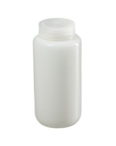 Thermo Scientific 2197-0032 Nalgene Fluorinated Wide-Mouth HDPE Bottles With Closure, 1 L - Translucent (Case of 24)