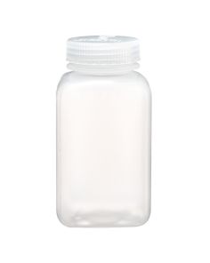 Thermo Scientific 2110-0016 Nalgene Square Wide-Mouth PPCO Bottles with Closure, 500 mL - Translucent (Case of 48)