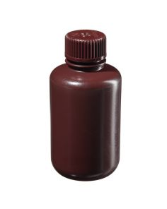 Thermo Scientific 312004-0004 Nalgene Boston Round Narrow-Mouth Opaque Amber HDPE Bottles with Closure: Bulk Pack, 125 mL - Opaque Amber (Case of 500)