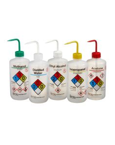 Thermo Scientific 2425-0500 Nalgene Narrow-Mouth Right-to-Know LDPE Wash Bottles, 500 mL - Natural (Case of 20)