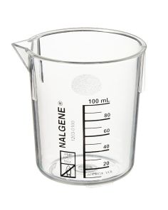 Nalgene PMP Griffin Low-Form Plastic Beakers, 100 mL - Clear (Case of 36)