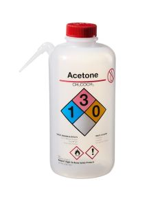 Thermo Scientific 2436-1001 Nalgene Vented Unitary Right-to-Know LDPE Wash Bottles, 1000 mL - Translucent (Case of 12)