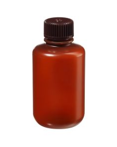 Thermo Scientific 312084-0004 Nalgene Narrow-Mouth Translucent Amber HDPE Packaging Bottles with Closure: Bulk Pack, 125 mL - Translucent Amber (Case of 500)