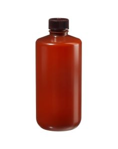 Thermo Scientific 312084-0016 Nalgene Narrow-Mouth Translucent Amber HDPE Packaging Bottles with Closure: Bulk Pack, 500 mL - Translucent Amber (Case of 125)