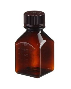 Thermo Scientific 322021-0060 Nalgene Square Amber PETG Media Bottles with Closure: Nonsterile, Shrink-Wrapped Trays, 60 mL - Amber (Case of 200)